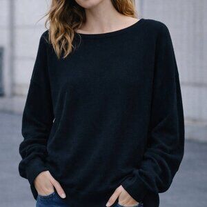 Loramendi Black Long Sleeve Sweater | Gathered Cuff Sleeves‎ | Size Small